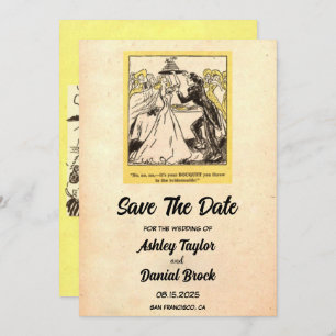 Invitation Vintage Retro Rustic Funny Wedding Enregistrer la