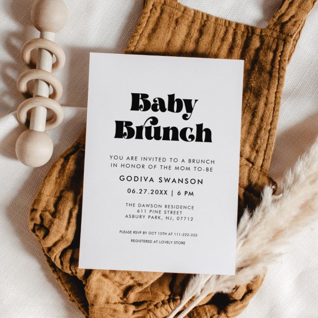 Invitation Vintage Retro Script Baby Brunch (Créateur téléchargé)