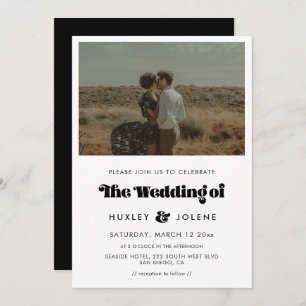 Invitation Vintage retro script mariage photo