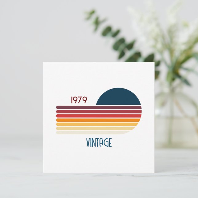 Invitation Vintage Retro Stripe Sun 1979 (Debout devant)