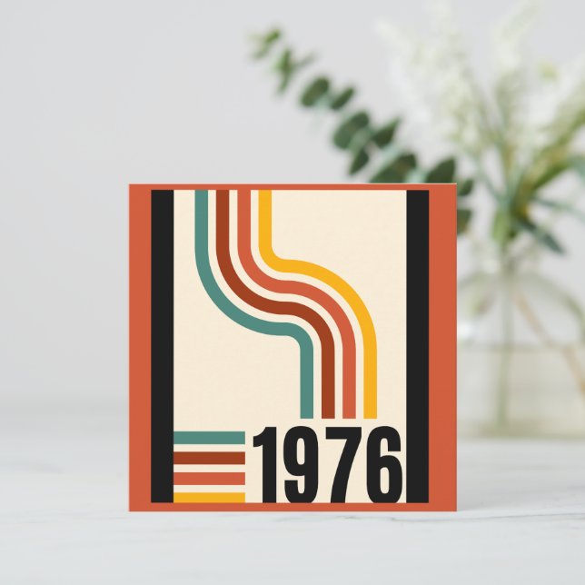 Invitation vintage Retro Stripes 1976 (Debout devant)