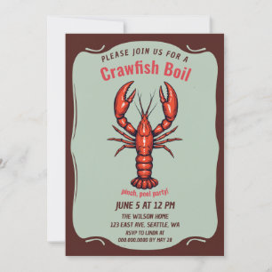 Invitation Vintage Retro Summer Seafood Crawfish Boisson Part