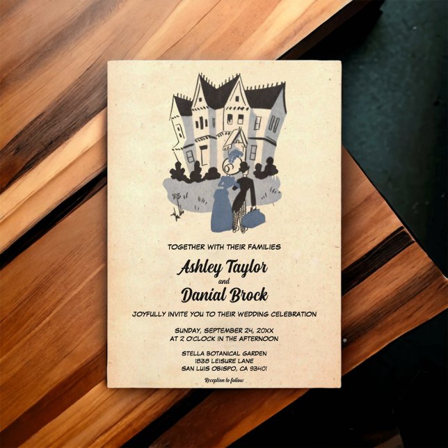 Invitation Vintage Retro Vieux Couple Ancien Mariage Rustique (Créateur téléchargé)