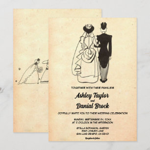 Invitation Vintage Retro Vieux Couple les années 50 Comic Rus