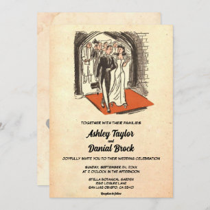 Invitation Vintage Retro Vieux Marié Couple Chic Mariage