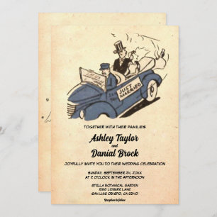 Invitation Vintage Retro Vieux Rustique Couple Mariage Ancien