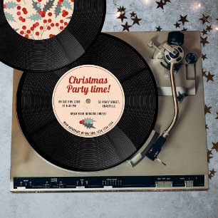 Invitation Vintage Retro Vinyl Record Musique Noël