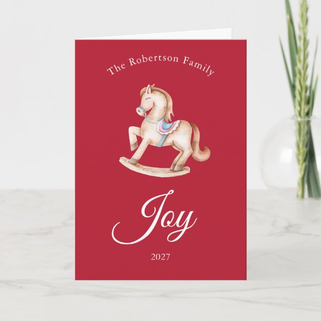 Invitation Vintage Rocking Horse Christmas Card (Devant)