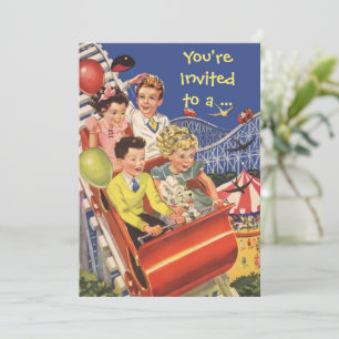 Invitation Vintage Roller Dessous de verre Anniversaire Fête 