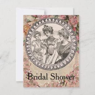 Invitation Vintage Romance Couple Antique Rose Mariage