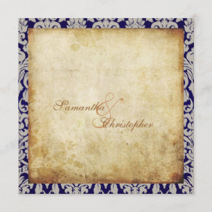 Invitation Vintage + Romantic Damask Demande personnalisée