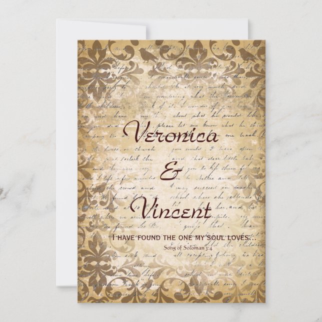 Invitation Vintage romantique avec la Bible Verse Mariage (Devant)