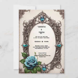 Invitation Vintage Rose Aquarelle  bijoux Mariage
