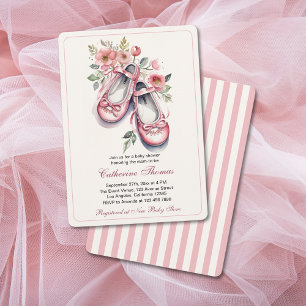 Invitation Vintage rose Ballerina Chaussures Baby shower fill