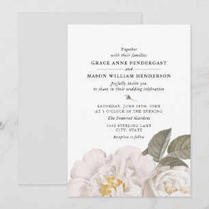Invitation Vintage Rose Botanique Floral Mariage