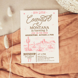 Invitation Vintage rose Brown Ouest Désert Cowgirl Anniversai