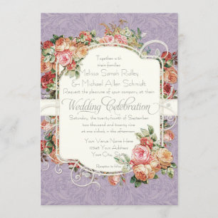 Invitation Vintage Rose d'antiquité Floral Bouquet Mariage of
