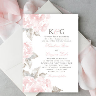 Invitation Vintage Rose d'aquarelle rose Mariage