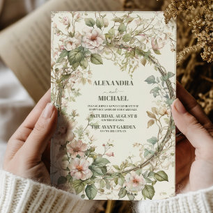 Invitation Vintage rose Floral Art Nouveau Mariage