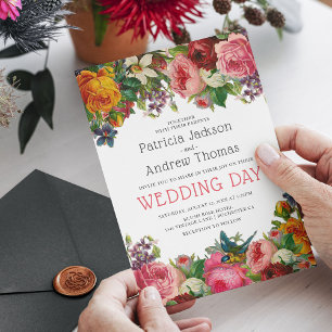 Invitation Vintage Rose Floral Mariage