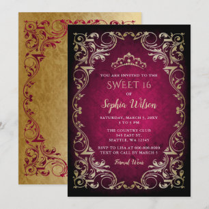 Invitation Vintage Rose Gold Princesse Tiara Sweet 16