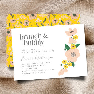 Invitation Vintage Rose Jaune Floral Brunch Champagne Shower