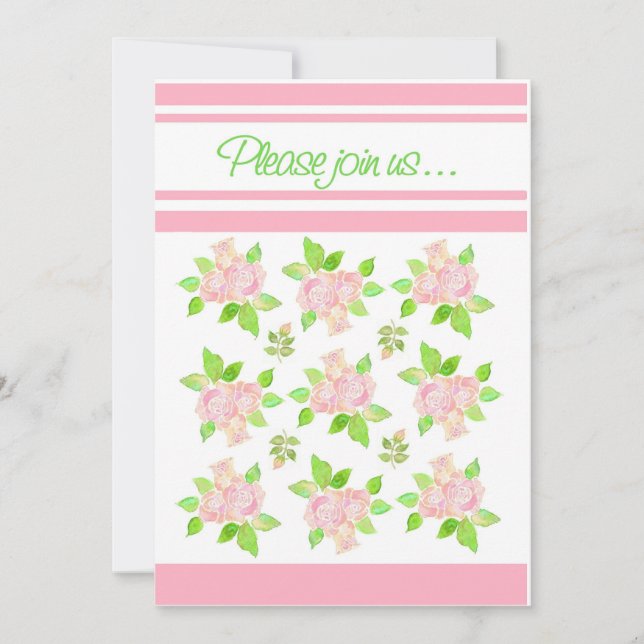 Invitation Vintage Roses Roses Fête d'été (Devant)