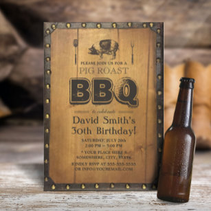 Invitation Vintage rôti de porc barbecue sec 30 Anniversaire 