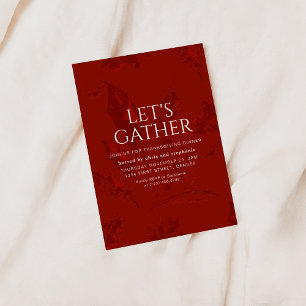 Invitation vintage rouge pour la fête de Thanksgiv