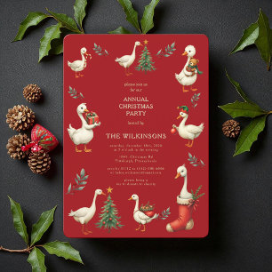 Invitation vintage rouge pour une soirée de Noël a