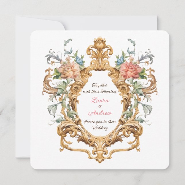 Invitation Vintage Royal Elegant Rococo Crest Spring Wedding (Devant)