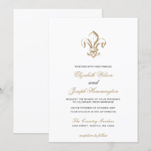 Invitation Vintage Royal Gold Fleur de Lis Mariage