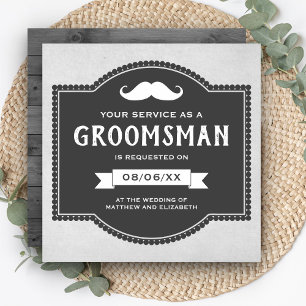 Invitation Vintage Russe Moustache Groomsman Demande