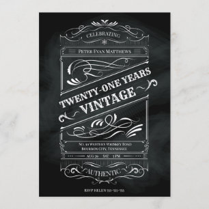 Invitation Vintage Rustic Chalkboard 21e anniversaire