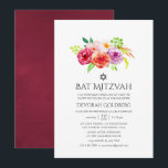Invitation Vintage Rustic Charm Bat mitzvah<br><div class="desc">Fleurs de style vintage invitation bat mitzvah avec des teintes de bordeaux-marsala,  blush et violet conçu pour être rapidement et facilement customisé à vos détails de l'événement.</div>