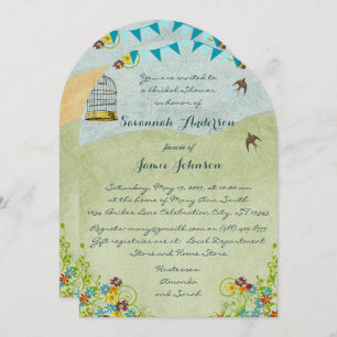 Invitation Vintage Rustic Chic Fête des mariées Birdcage Bund