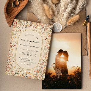 Invitation Vintage Rustic Fall Beige Mariage Photo