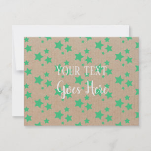 Invitation Vintage Rustic Stars Motif Kraft Livre vert