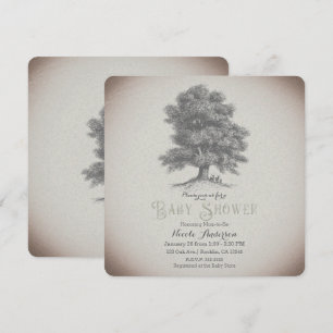 Invitation Vintage Rustic Tree & Deer Storybook Baby shower