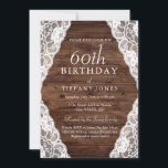 Invitation Vintage Rustic Wood dentelle 60e anniversaire Invi<br><div class="desc">Dentelle en bois rustique vintage 60e anniversaire Invitation Design élégant 90e anniversaire Collection correspondante dans Niche et Nest magasin.</div>