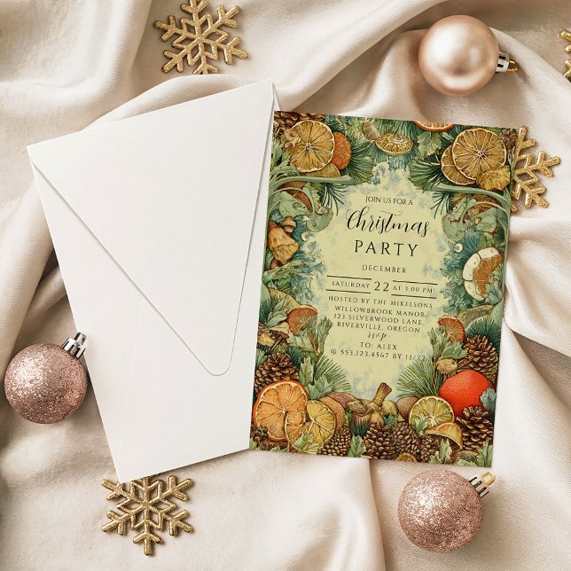 Invitation Vintage Rustic Woodland Christmas (Créateur téléchargé)