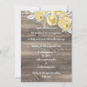 Invitation Vintage rustique citron jaune bouquet Mariage