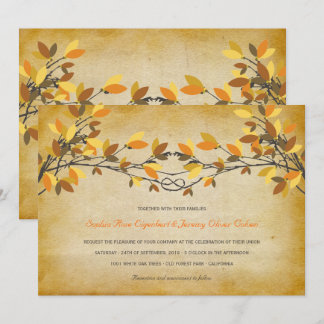 Invitation Vintage Rustique noué Amiers d'automne Mariage d'a