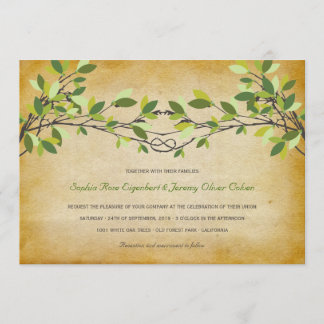 Invitation Vintage Rustique noué Love Tree Mariage d'été