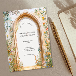 Invitation Vintage Rustique Pastel Meadow Jardin Fleur sauvag