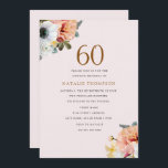 Invitation Vintage Rustique Pêche Floral 60e anniversaire Inv<br><div class="desc">Vintage Rustic Peach Floral 60e Anniversaire Invitation Grand ajout à votre fête de 60e anniversaire cette invitation peut être personnalisée et customisée en différentes tailles. Voir les autocollants correspondants Design avec l'aimable autorisation de www.createthecut.com</div>