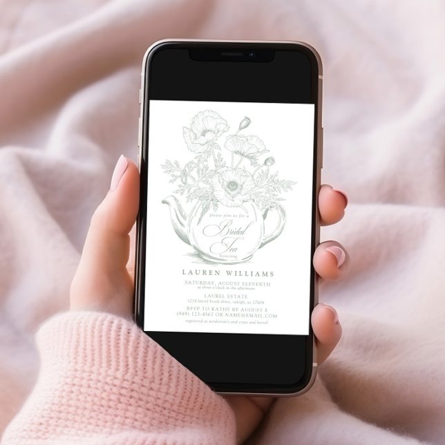 Invitation Vintage Sage Green Botanical Bridal Tea Douche (Créateur téléchargé)