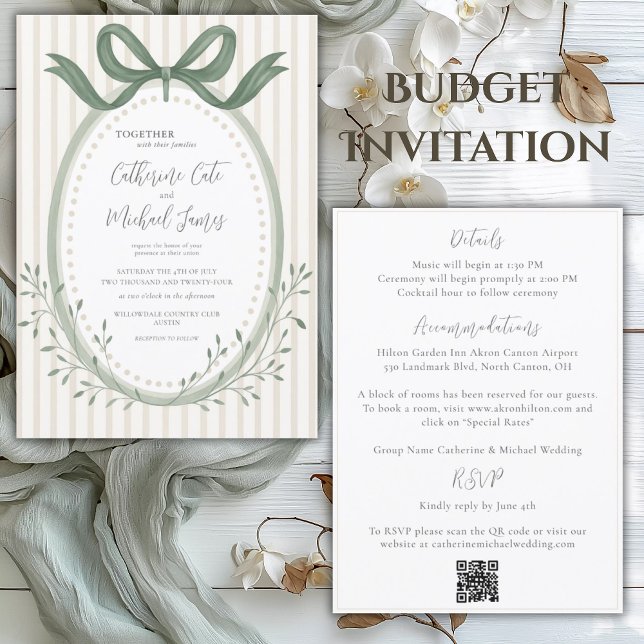 Invitation Vintage Sage Green Elegant Mariage Budget (Créateur téléchargé)