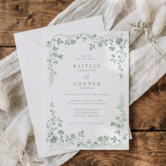 Invitation Vintage Sage Green French Floral Wedding