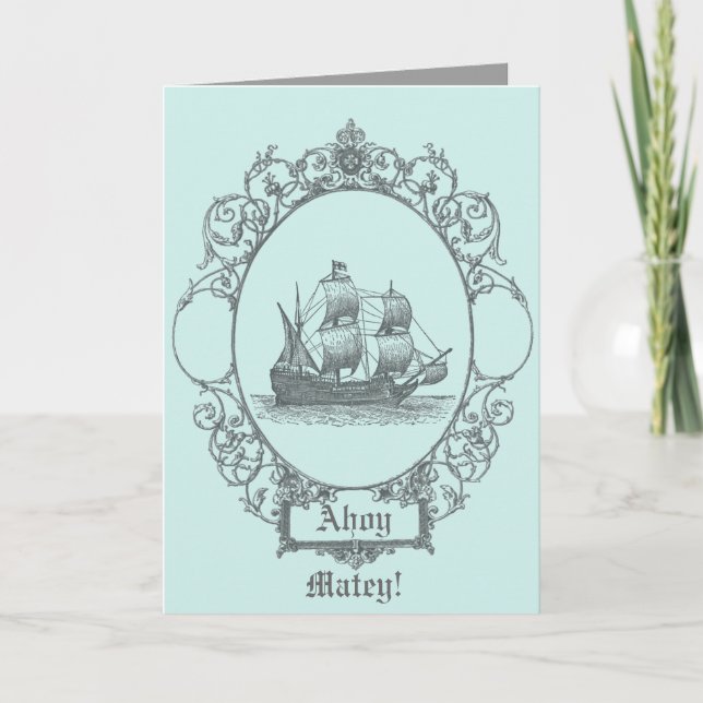 Invitation vintage sailboat boy pirate birthday Party (Devant)